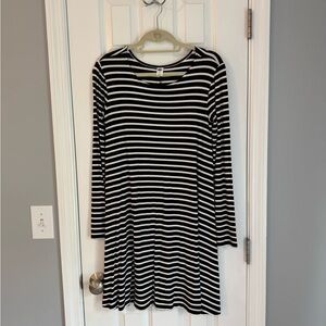 Black and White Striped Long Sleeve Dress